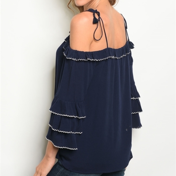 Off The Shoulder Ruffled Sleeve Top - Picture 2 of 5